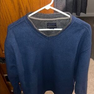 Basic Editions Men's V-Neck Sweater - Blue and Gray